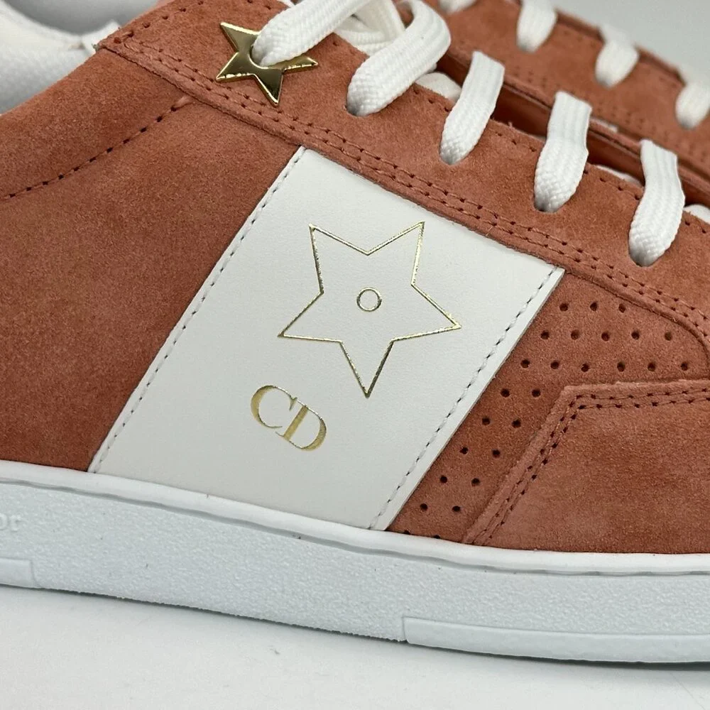 DIOR Star Lace Up Low Top Suede Leather Sneakers Trainers Dusty Candy - Picture 6 of 13